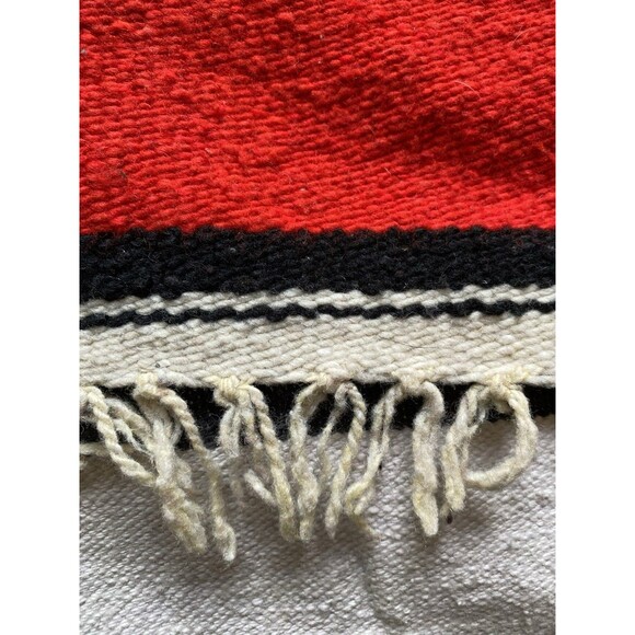 Vintage Handwoven Serape Kilim Rug Runner Wall Hanging. Rose. Wool Blend. Boho. - Picture 8 of 12